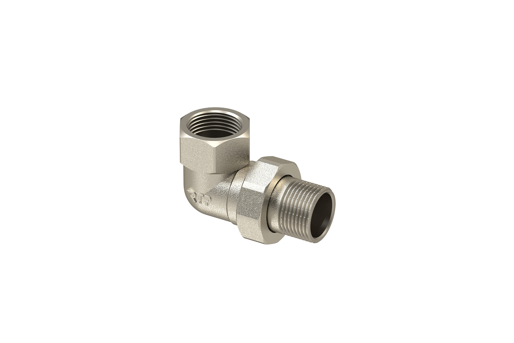 Американка латунная никелирован. угловая  1/2" г/ш РТП 25187