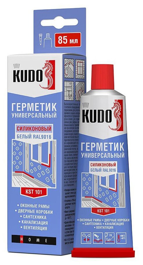 Герметик силиконовый универсальный KUDO KST-101 85мл. Белый