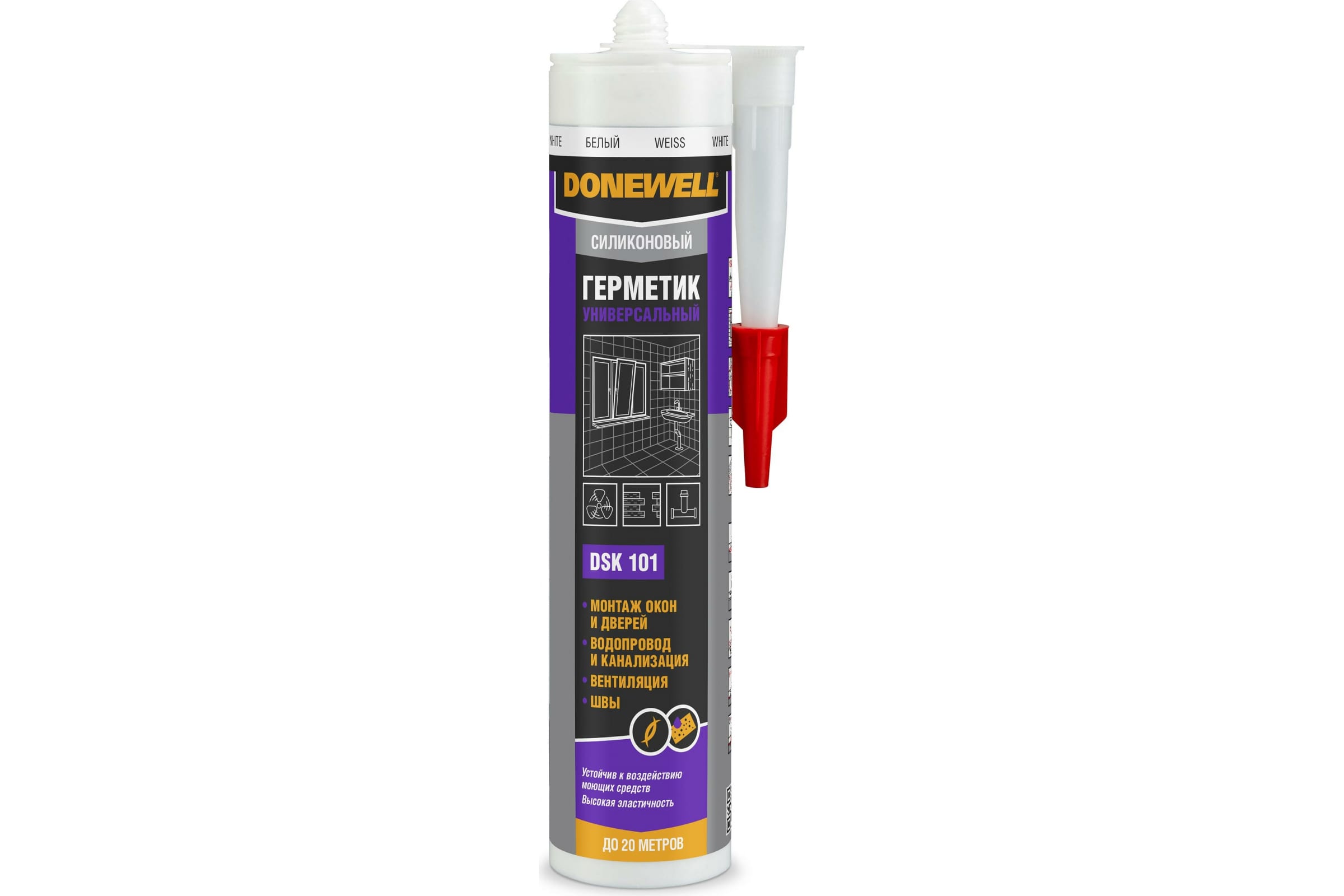 Герметик силиконовый универсальный DoneWell DSK-101 260мл. Белый