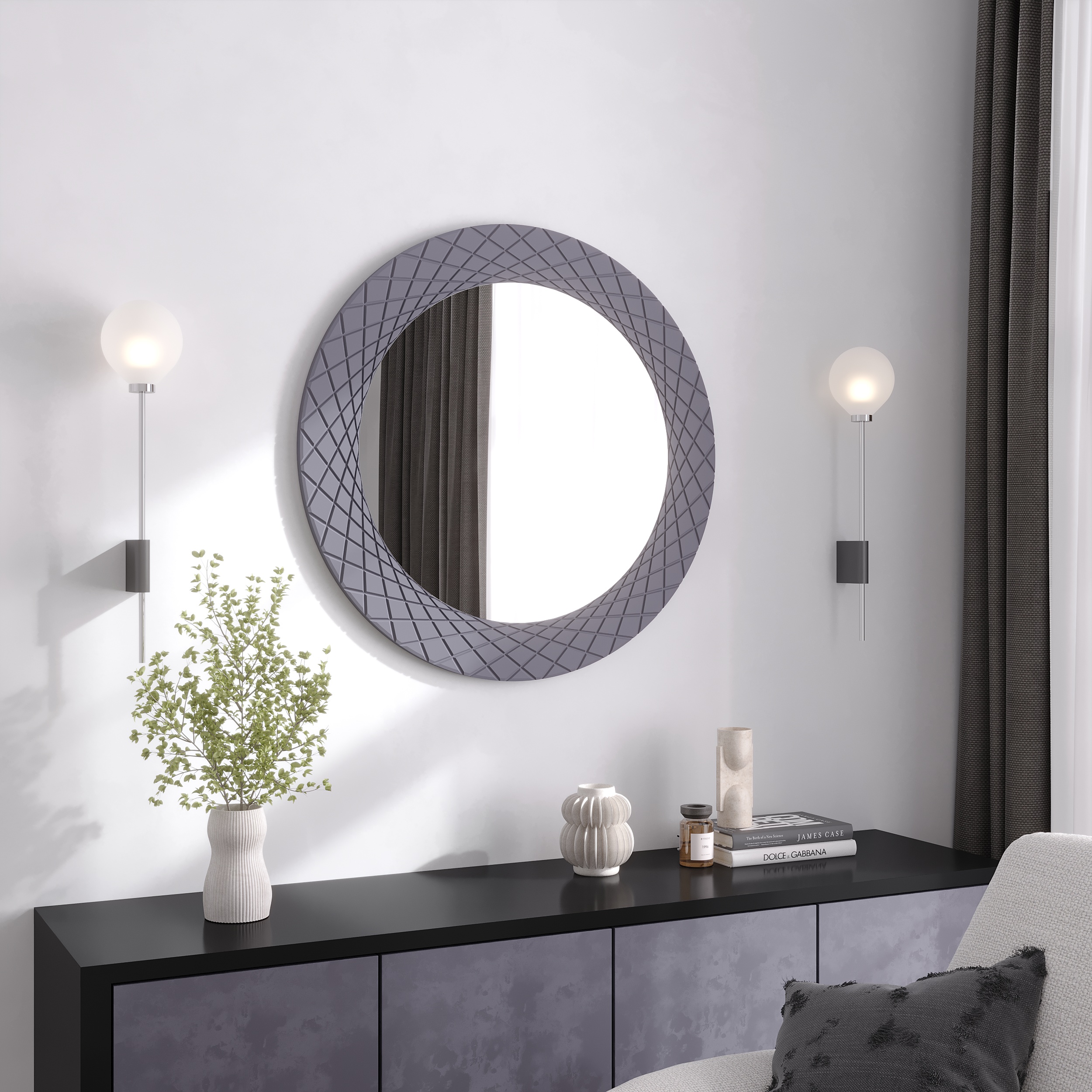 Зеркало "Зарина" D800 в цвете soft grey Б530