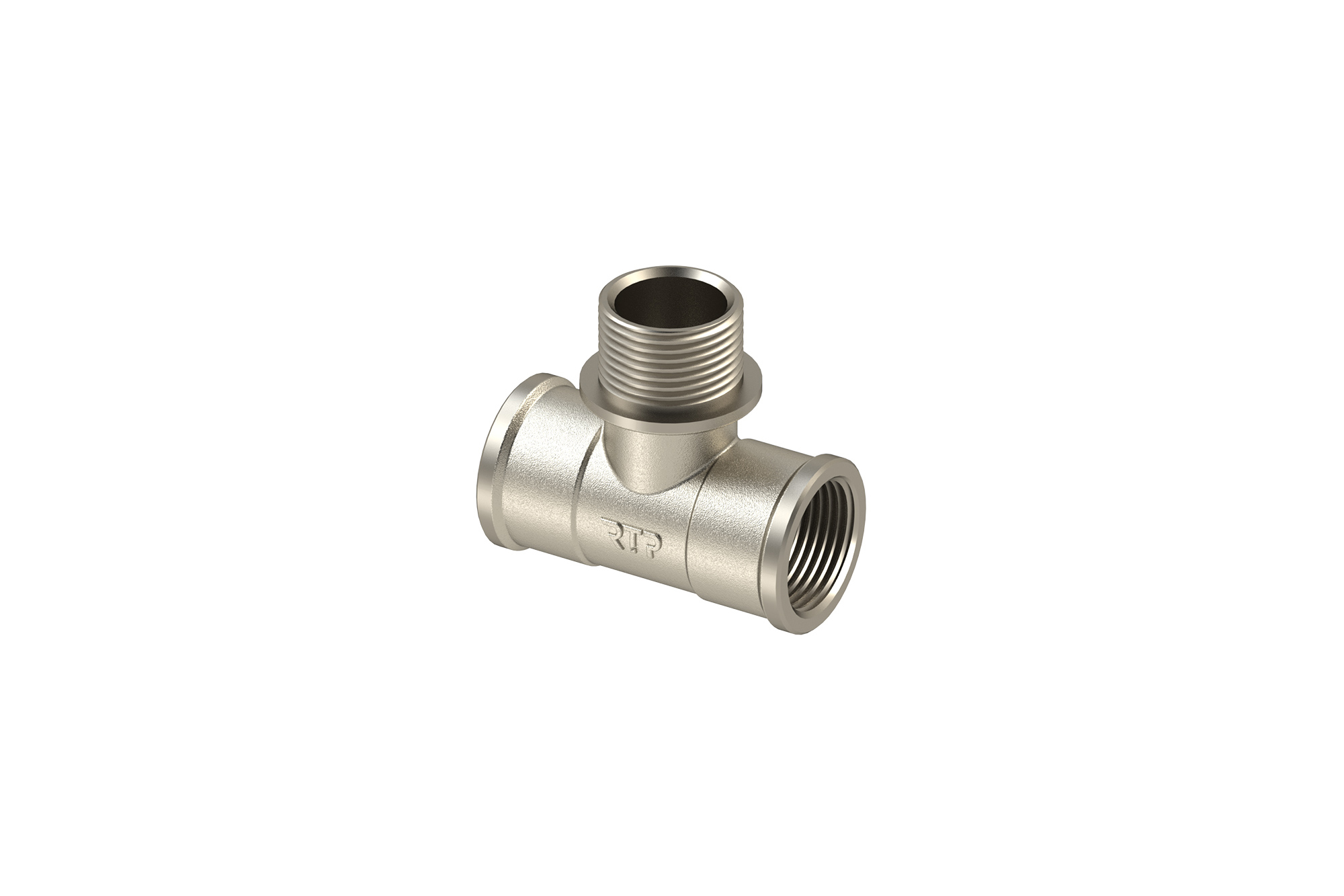 Тройник латунный никелирован. 1/2" Г/Ш/Г РТП 25202